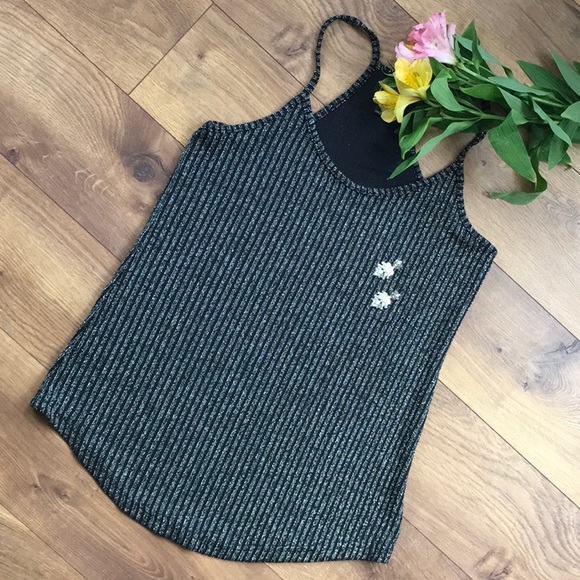 SILVER SPARKLE and BLACK KNIT TANK TOP - Picture 2 of 12